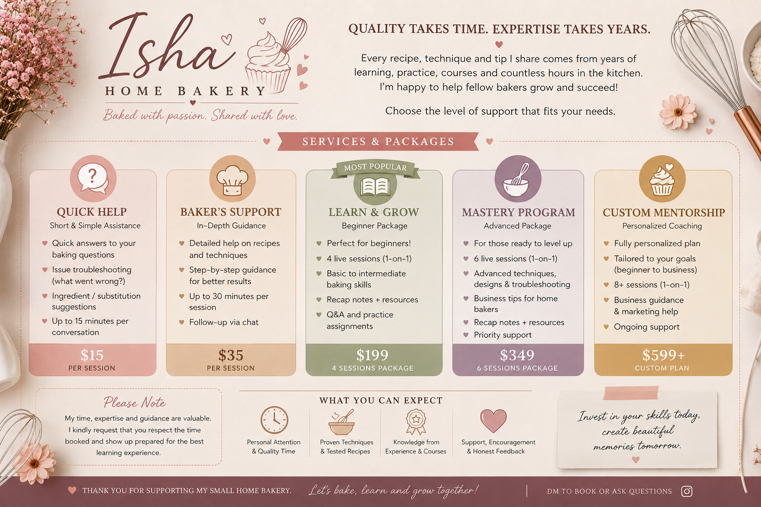 SUBISH baking education and service tiers